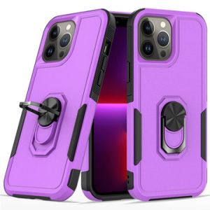 For Apple iPhone 14 PRO 6.1" Perfect Tough Thick Hybrid With Metal Ring Stand Cover Case - Purple