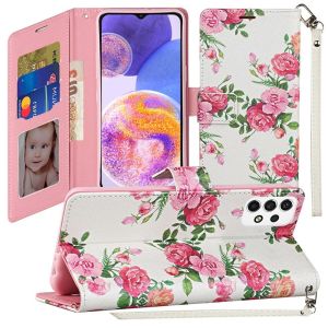For Cricket Icon 4 Vegan Design Wallet ID Card Case Cover - Roses Bouquet