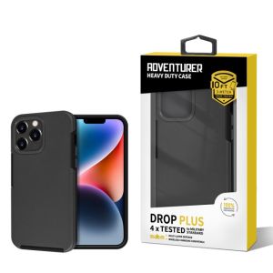 For IPhone 16 Heavy Duty Tough Strong Modern Slim Anti Slip Hybrid Case Cover - Black