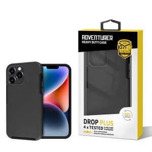 For iPhone 15 Plus Heavy Duty Tough Strong Modern Slim Anti Slip Hybrid Case Cover - Black