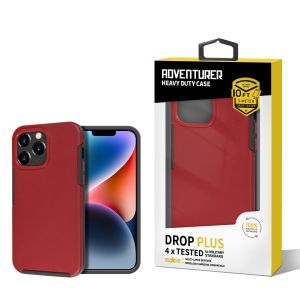 For iPhone 14 Plus Heavy Duty Tough Strong Modern Slim Anti Slip Hybrid Case Cover - Red