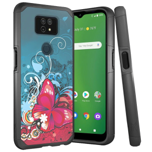 For Cricket Ovation 2 Premium Minimalistic Slim Tough ShockProof Hybrid Case Cover - Butterfly Bliss