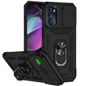 For Moto G 5G 2022 Well Protective Magentic Ring Stand Camera Protective Cover Case - Black