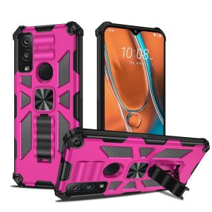 For Cricket Ovation 3 Rockstar Machine Magnet Mount Friendly Kickstand Case Cover - Black/Hot Pink