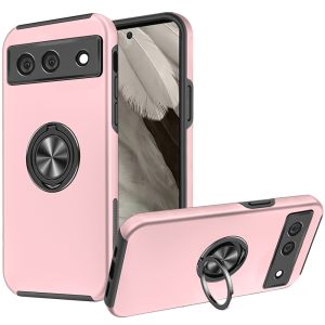 For Google Pixel 7A 6.1" CHIEF Oil Painted Magnetic Ring Stand Hybrid Case Cover - Pink
