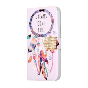 For OnePlus Nord N20 5G Diamond Bling Vegan Leather Wallet Design Cover Case - Dreams Come True