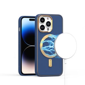 For iPhone 14 PLUS Ultimate PU Leather [Magnetic Circle] Beautiful Hybrid - Blue