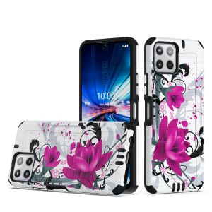 For Celero 5G Plus (2023) Strong Tough Metallic Design Hybrid - Rose Pink Floral