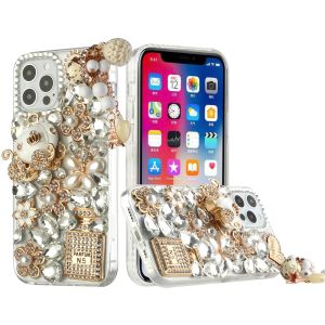 For iP15 Pro Max Full Diamond with Ornaments Hard TPU Case Cover - Ultimate Multi Ornament