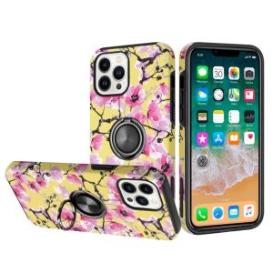 For Apple iPhone 14 PRO MAX 6.7" Sketch Design Hybrid Magnetic Ring Sand Case Cover - A