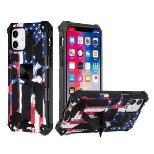 For Apple iPhone 14 6.1" Machine Design Magnetic Kickstand Case Cover - American Flag