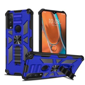 For Cricket Ovation 3 Rockstar Machine Magnet Mount Friendly Kickstand Case Cover - Black/Dark Blue
