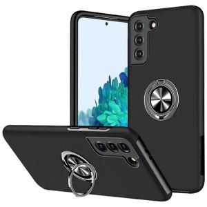 For Samsung Galaxy S20 FE 5G CHIEF Oil Painted Magnetic Ring Stand Hybrid Case Cover - Black