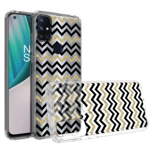 OnePlus Nord N10 5G Design Transparent Bumper Hybrid Case Cover - Black Gold ZigZag