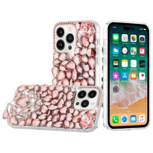 For iPhone 15 Pro Jewel Full Diamond Bling Case Cover - Pink