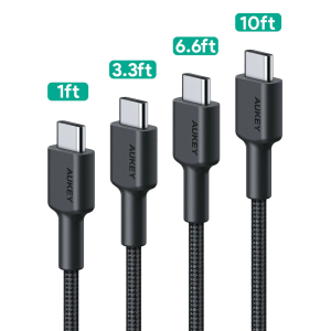 AUKEY USB-C TO C CABLE (10FT/3M)(6.6FT/2M)(3.3FT/1M)(1FT/0.3M)