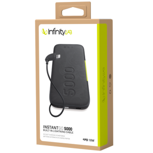 INSTANT GO 5000 BUILT-IN LIGHTNING CABLE (PD FAST CHARGING POWER BANK)(BLACK)