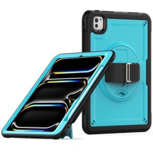 3 In 1 Rotating Wristband Full Body Protective Case For iPad Air 11- Sky Blue