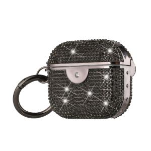 For AirPods 3 GLASS Drill Diamonds Shiny Hybrid Case Cover - Black