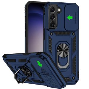For Samsung s23 FE 5G Well Protective Magentic Ring Stand Camera Protective Cover Case - Blue