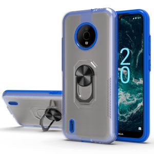For Nokia C200 Transparent Magnetic Ring Stand Hybrid Case Cover - Blue