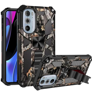 For Motorola Edge Plus 2022 Machine Design Magnetic Kickstand Case Cover - Camo Army