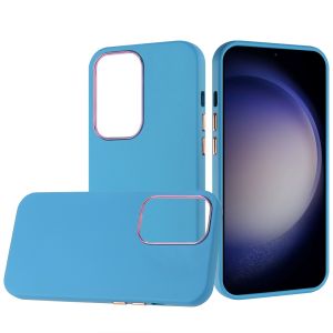 For Samsung Galaxy s24 Classy Slick Chromed Around Hybrid Case Cover - Light Blue