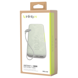 INSTANT GO 10000 BUILT-IN USB-C CABLE (PD FAST CHARGING POWER BANK)(WHITE)