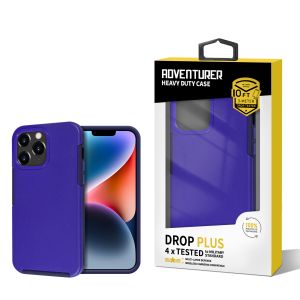 For iPhone 14 Plus Heavy Duty Tough Strong Modern Slim Anti Slip Hybrid Case Cover - Dark Blue