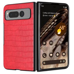 For Google Pixel Fold PU Vegan Leather Premium Hard Snap On Case Cover - Red