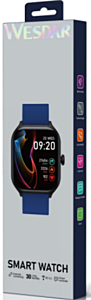 Bluetooth Smart Watch, Heart Rate Monitor, AI Voice, Custom Dial, All Language - Black+Blue