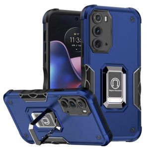 For Motorola Moto Edge (2022) OPTIMUM Magnetic Ring Stand Hybrid Case Cover - Blue