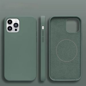 For iPhone 17 Silicone With [Magnetic Circle] Case - Pale Moss Green