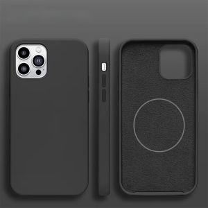 For iPhone 15 Pro Max Silicone With [Magnetic Circle] Case - Black