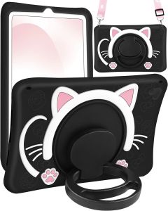 For Apple iPad Pro 11 Adorable Cat Footprints & Cute Kitten Ears Tablet Case Cover - Black