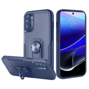 For Moto G Stylus 5g 2022 Tough Strong Dual Layer Flat Magnetic Ring Stand Case Cover - Blue
