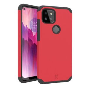 For TCL 20 XE Tough Strong Slim Dual-Layer ShockProof Hybrid Case Cover - Flame Scarlet