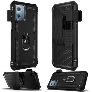 For Motorola G Stylus 5G (MultiCarrier 6.6" 16MP Camera) 2023 Holster Magnetic Ringstand Clip Cover Case - Black
