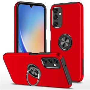 For Samsung A34 5G CHIEF Oil Painted Magnetic Ring Stand Hybrid Case Cover - Red