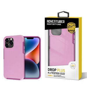 For iPhone 13 Pro Max Heavy Duty Tough Strong Modern Slim Anti Slip Hybrid Case Cover - Pink