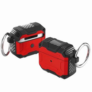 For AirPods 3 Rugged ShockProof Hybrid With Metal Hook Case Cover - Red