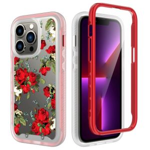For iPhone 13 Pro Max Exotic ShockProof Design Hybrid Case Cover - Floral Bouquet