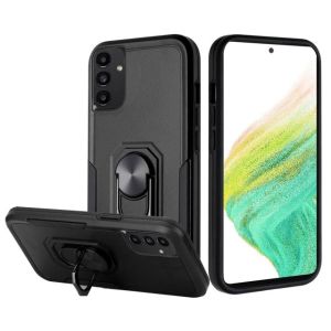 For Samsung A54 Tough Strong Dual Layer Flat Magnetic Ring Stand Case Cover - Black