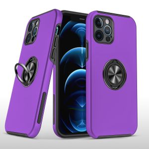For iPhone 15 Pro Max / Ultra CHIEF Oil Painted Magnetic Ring Stand Hybrid Case Cover - Dark Purple