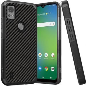 For Cricket Icon 5 Tough Strong MetKase Hybrid (Magnet Mount Friendly) Case Cover - Carbon Fiber