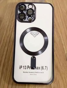 FOR APPLE IPHONE 14 PRO MAGSAFE COMPATIBLE CLEAN TRANSPARENT WITH CAMERA LENS PROTECTOR - BLACK