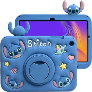 Cartoon Case for iPad Pro 11 2024 Cute Soft Silicone Kickstand [Drop Proof,Shock Proof] Back Stand Cover Case for Kids Children Girls (Stitch)