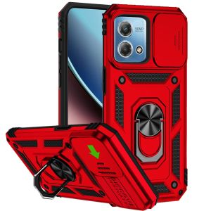 For Motorola G Stylus 5G (MultiCarrier 6.6" 16MP Camera) 2023 Well Protective Magentic Ring Stand Camera Protective Cover Case - Red