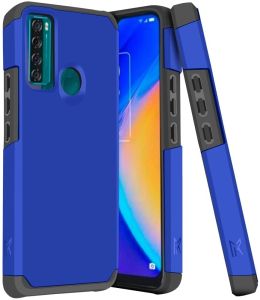 For TCL 20 XE Tough Strong Slim Dual-Layer ShockProof Hybrid Case Cover - Classic Blue
