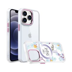 For iPhone SE 3 (2022) SE/8/7 Design Quotation [Magnetic Circle] Transparent Shockproof Hybrid - Floral A